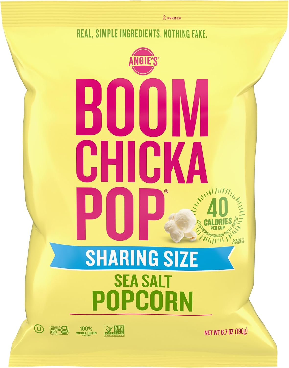 Angie's BOOMCHICKAPOP Sea Salt Popcorn, Gluten Free, Party Size, 6.7 oz.