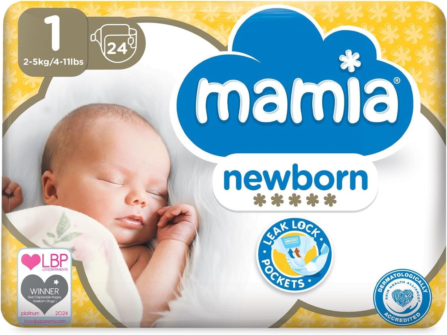 ALDI Mamia Newborn Nappies, Size 1, (24 Nappies) Ultra Dry Air System