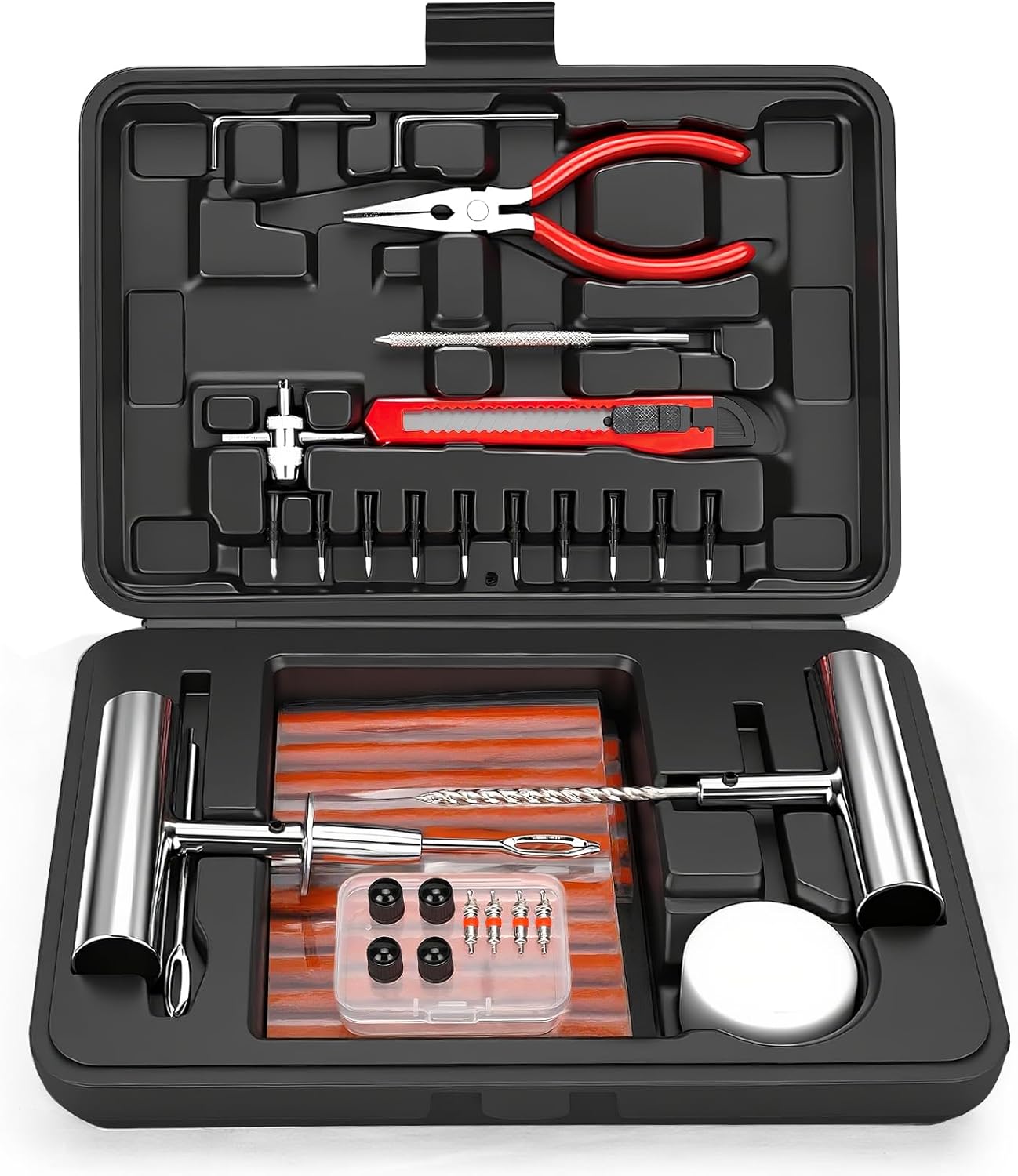 ORCISH Tire Repair Kit, 70 PCS Professional Heavy Duty Tire Plug Kit, Tire Patch Kit for Fix a Flat, Tubeless Tire Puncture Change Tool Kit for Car, Motorcycle, Truck, ATV, Tractor, RV, SUV, Trailer