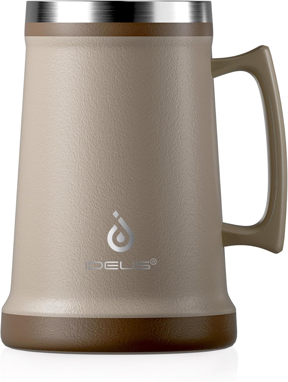 Ideus Insulated Beer Stein, 24/34oz Stainless Steel Double Walled Beer Mug Giant Bar Drinkware Metal Beer Cup with Big Grip Handle (Antique Pink, 34 ounces (1,000ml))