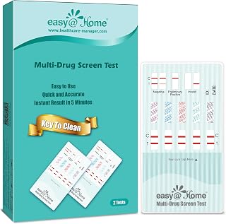 Easy@Home Multi-Drug Screen Test: 2 Pack Urine Drug Tests Kit, Testing AMP/BZO/COC/THC/MET/MOR/BAR/MDMA/PCP/MTD, Instant Drugs Test Kits Including Sensitive Marijuana Test, #EDOAP-3104