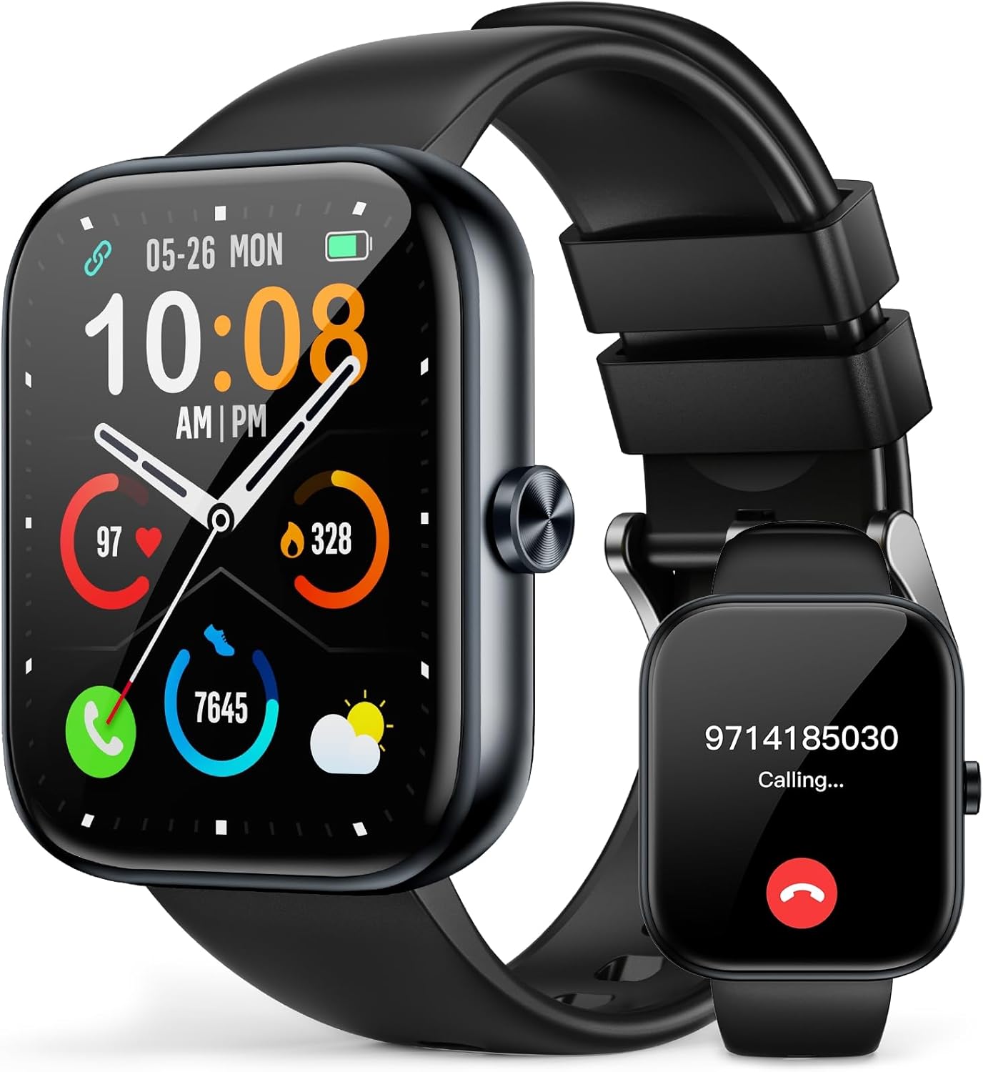 Smartwatch for Men Women(Answer/Make Call), 1.83" HD Touch Screen Smartwatch with Heart Rate/Sleep/Spo2 Monitor, Pedometer, IP68 Waterproof, 110+ Sport Modes, Fitness Tracker for Android iOS, Black