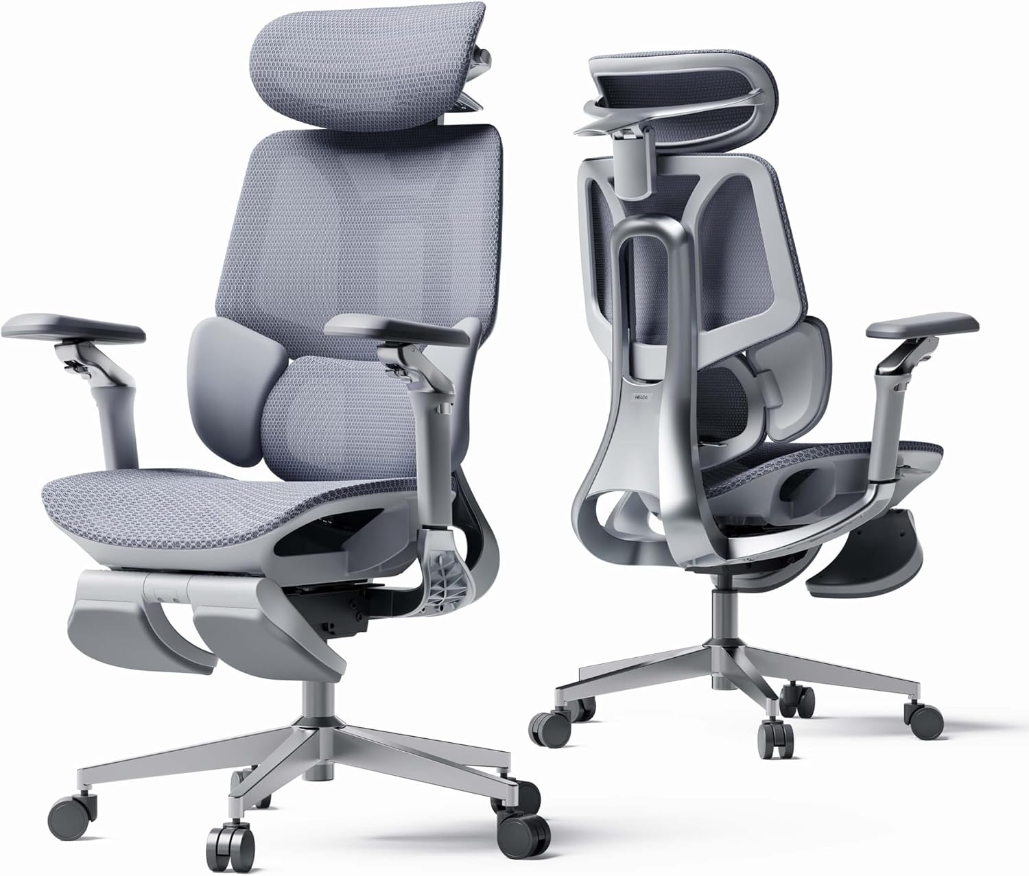 Hbada E3 Pro 2026 Edition Ergonomic Office Chair, Mesh Desk Chair with 3-Zone Floating Lumbar Support, Upgraded 4D Headrest, 720° Armrests, Grey with Footrest