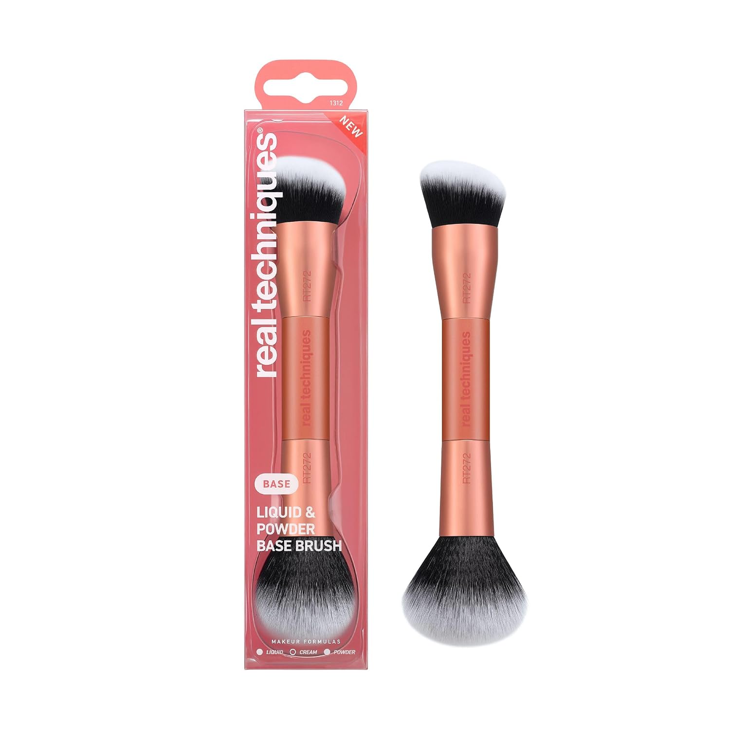 Real Techniques Liquid & Powder Brush, Dual-Ended Base Brush, 1 Count