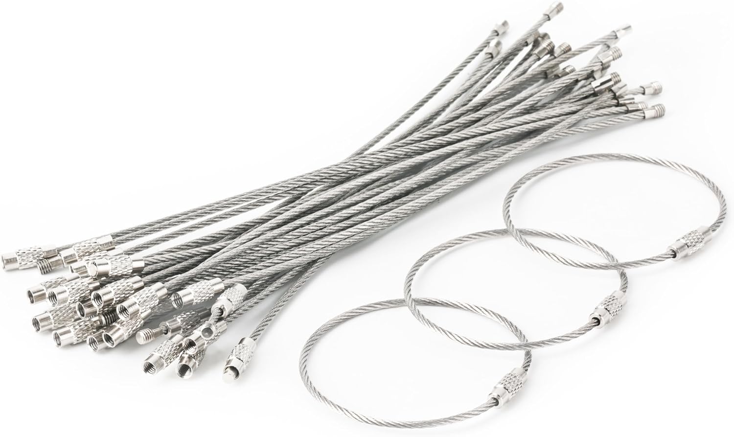 Wisdompro Wire Keychain Cable, Stainless Steel Wire Keyrings, Cable Keyring Loop/Hoop for Luggage Tag, Keys and ID Tag Keepers - Multicolour