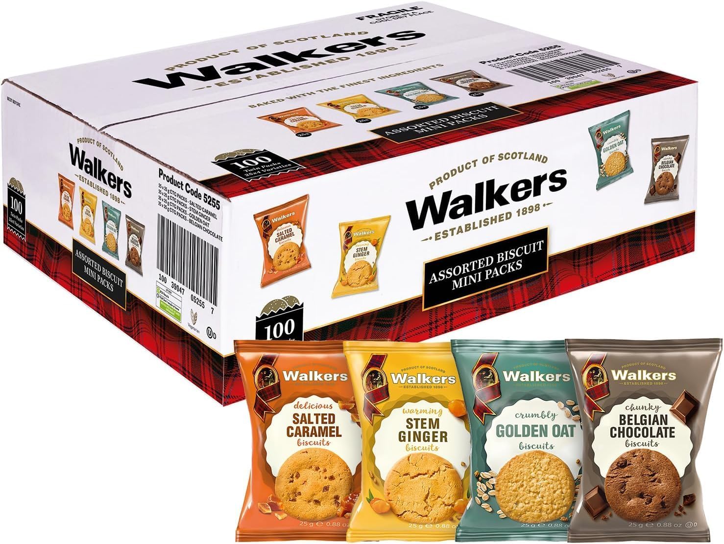 Walkers Assorted Variety Mini Packs Biscuits (1 Box), White/Red Box