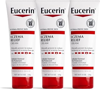 Eucerin Eczema Relief Cream, Full Body Lotion for Eczema-Prone Skin, Moisturizing Eczema Cream, Body Moisturizer, Multi-Pack, 8 oz. Tube (Pack of 3)