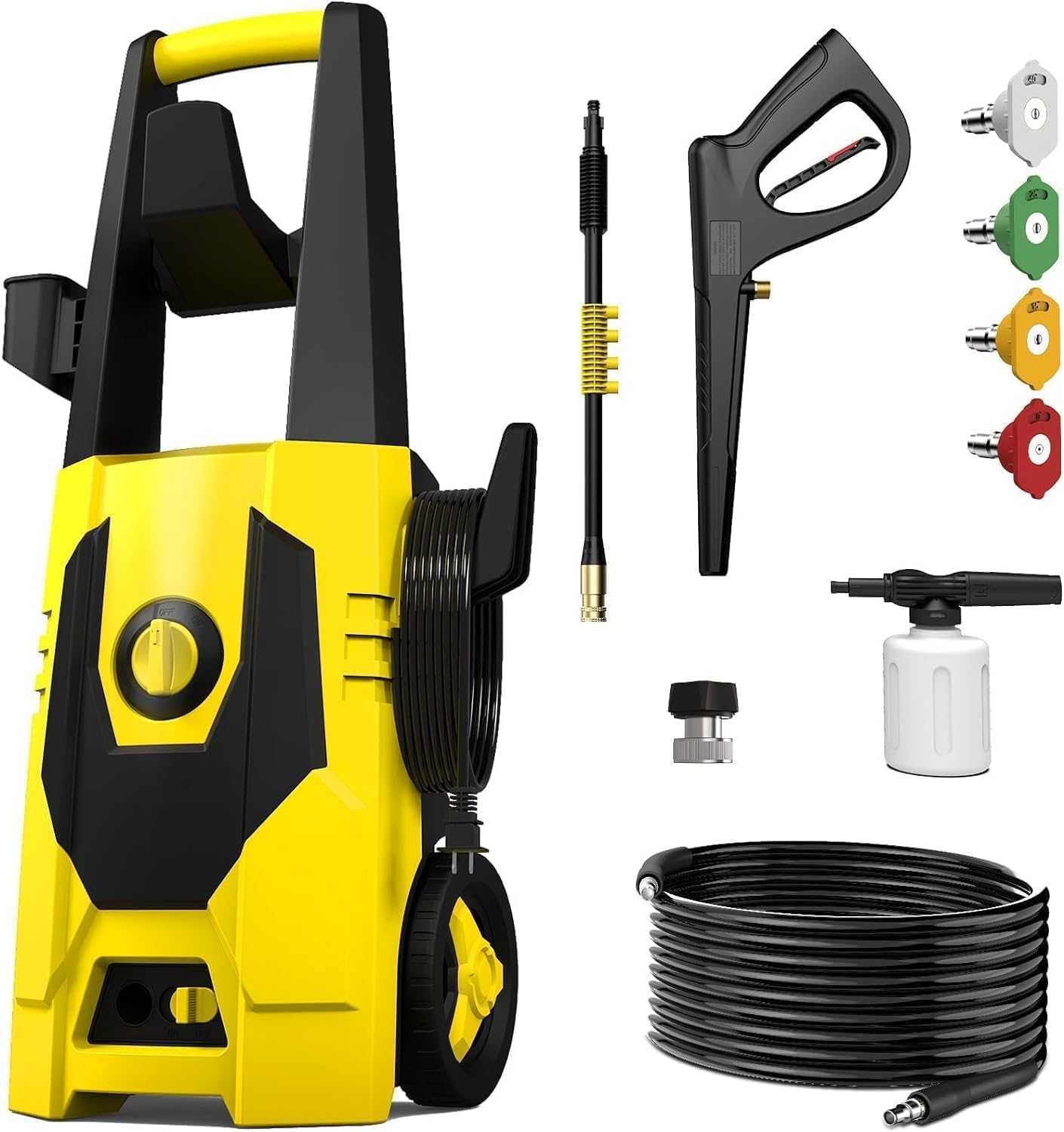 Pressure Washer, 5100PSI 3.4GPM Power Washer with 4 Quick Connect Nozzles, High Pressure Cleaning Machine with Foam Cannon for Cars/Fences/Driveways/Patios/Home (Yellow)