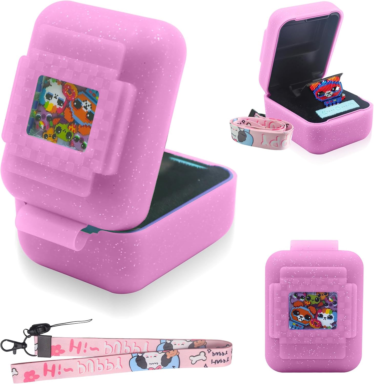 Silicone Cover for Bitzee Interactive Toy Digital Pet Case with Lanyard,Protective Case Holder Skin for Bitzee Virtual Electronic Pets for Girls & Boys (Pink)