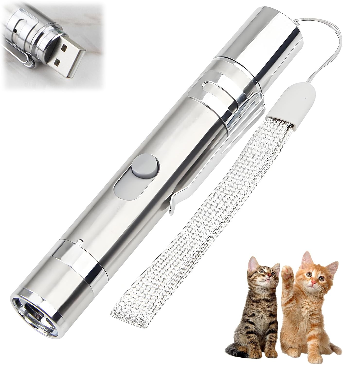 Interactive Cat Toys, 7 in 1 Function LED Light Pen for Cats, USB Rechargeable Pointer Toys for Pet Indoor Chaser Exercise Training Practice