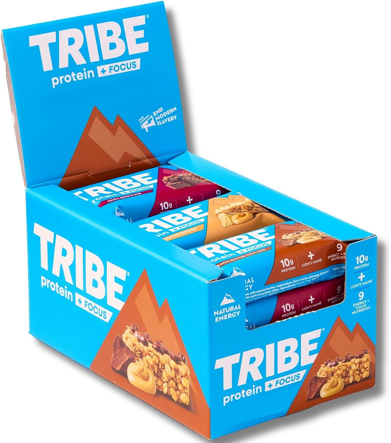 TRIBE Protein + Focus Flapjack Bars - Bestsellers Variety Box (12 x 60g) | Vegan Protein Bar | Lion's Mane, Ginseng + 9 Nutrients For Clarity & Natural Energy | High Fibre, Gluten Free Healthy Snack