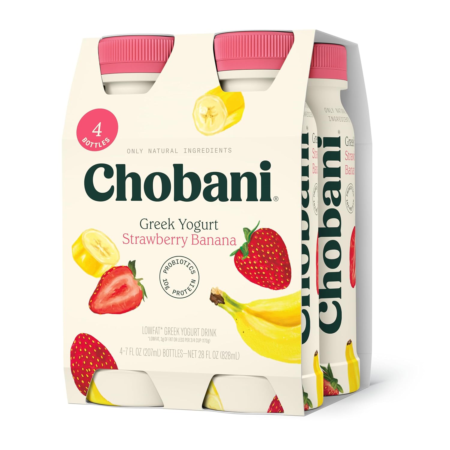 Chobani® Low-Fat Greek Yogurt Drink Strawberry Banana 7 fl oz 4PK