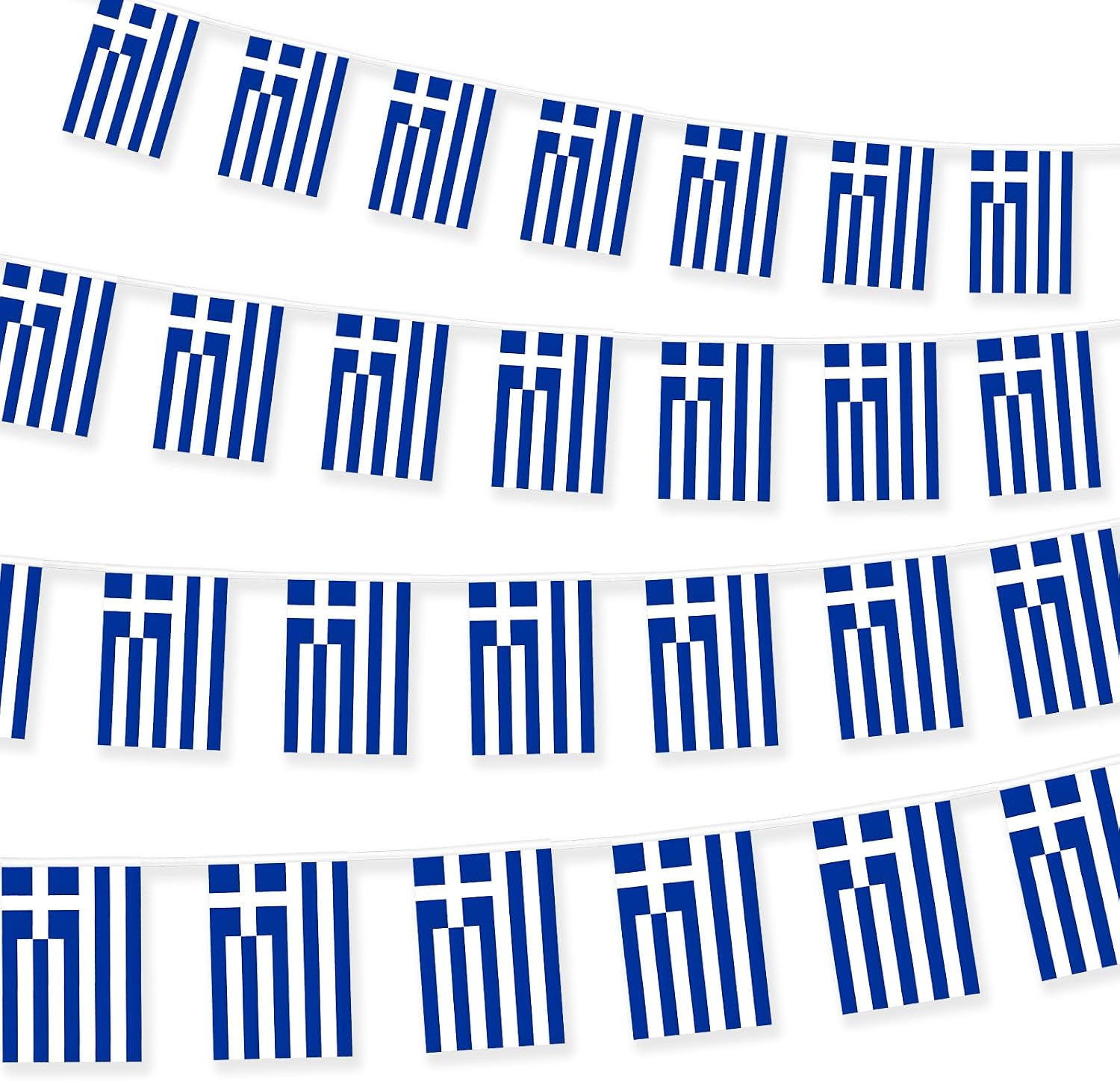 Greece Bunting Flags 10 Metre Greek Flag Garland 30pcs for Party Festival Celebration Sport Schools Street Carnivals Birthday Garden Home Remembrance Day Decorations -Polyester Material Fabric - 30pcs