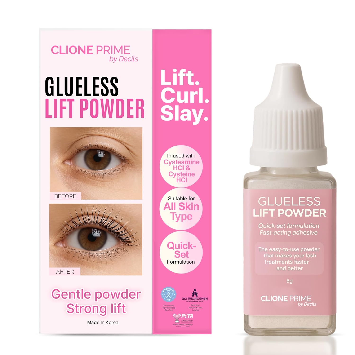 Korean Lash Lift Powder – No Glue Needed Vegan & Cruelty Free, Fast & Easy Lash Lifting System for Professionals, Salon-Quality Curl, Lifts & Defines Natural Lashes