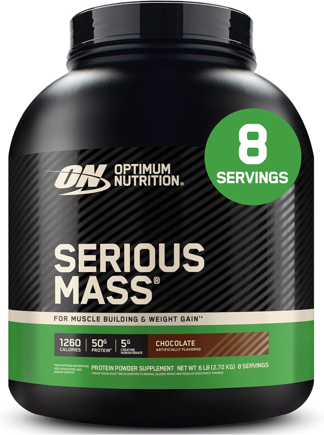 Optimum Nutrition Serious Mass, Weight Gainer Protein Powder, Mass Gainer, Vitamin C and Zinc for Immune Support, Creatine, Chocolate, 6 Pound (Packaging May Vary)