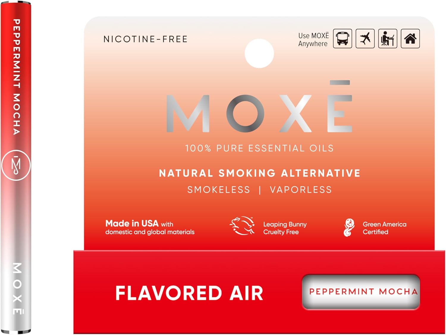 MOXE Natural Peppermint Mocha Air Inhaler | Non Electric Long-Lasting Flavored Air Refreshing Support | Oral Fixation Menthol & Coffee Essential Oils, Craving Relief