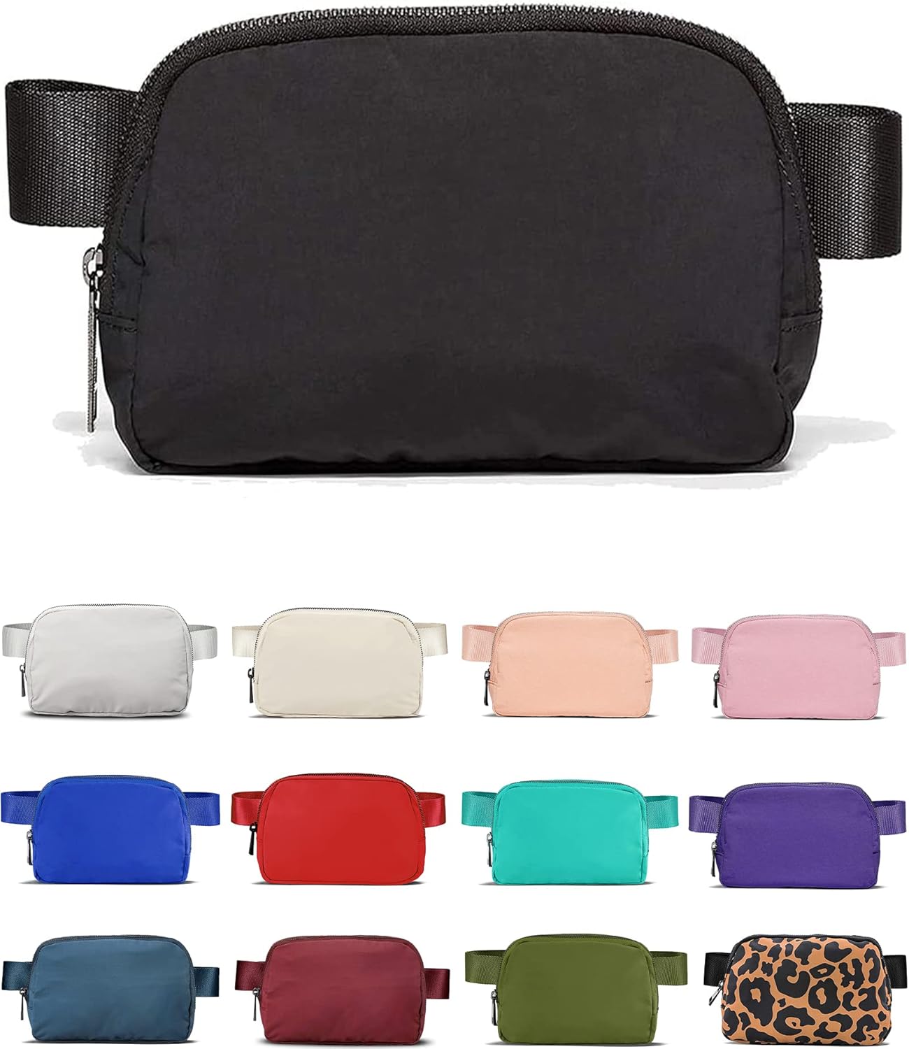 Fanny Pack Crossbody Bag Trendy Waterproof Small Sling Cross Body Purse for Women Men Fashion Waist Packs Mini Belt Pouch Chest Bum Hip Lulu Dupes Travel Vacation Running Black