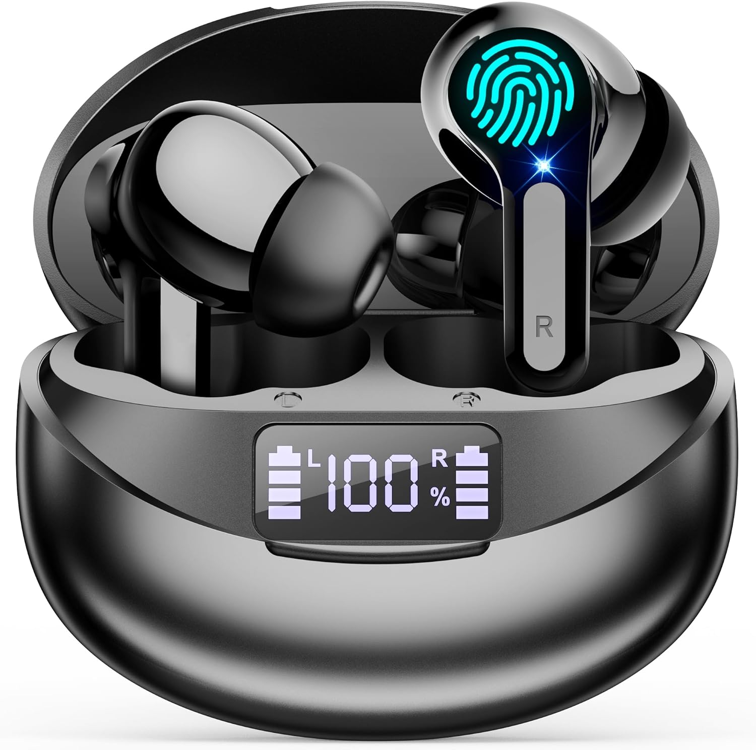 Cervanta Wireless Earbuds Ear Buds Earphones - Bluetooth 5.3 USB C Headphones Touch Control with Microphone Hi-Fi Stereo Sound Deep Bass CVC Dual LED Display 35H Playtime Water-Resistant