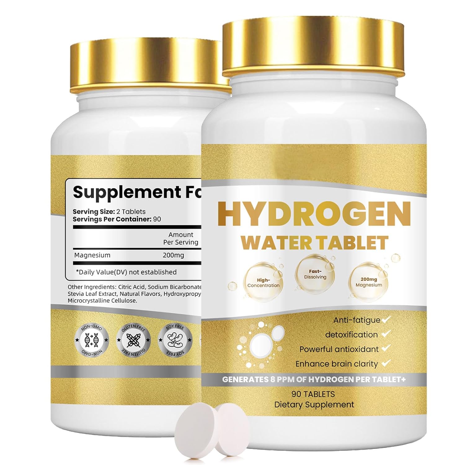 Hydrogen Water ππππ₯πππ¬ β Fast-Dissolving, Clear & Odorless Hydrogen ππππ₯πππ¬ for Drinking Water, Pure Transparent Water, Hydration & Energy Support for Men and Women, 90ct