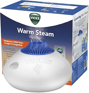 Vicks Warm Steam Vaporizer, Small to Medium Rooms, 1.5 Gallon Tank – Warm Mist Humidifier for Baby and Kids Rooms with Night Light, Works with Vicks VapoPads and VapoSteam