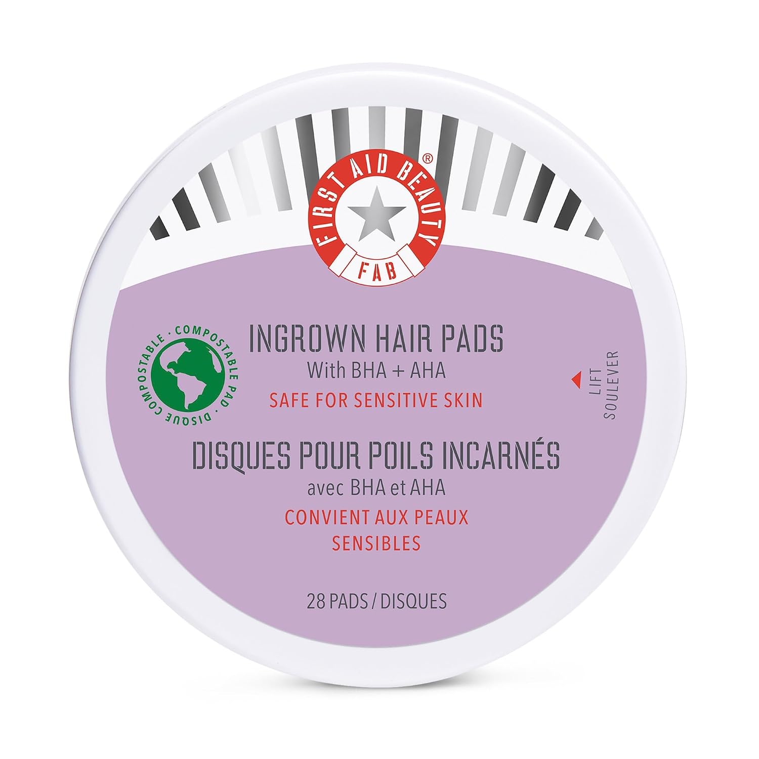 First Aid Beauty - Ingrown Hair Pads with BHA + AHA - Aftershave Treatment Pads to Help Prevent Razor Bumps for Men & Women - Exfoliate Underarms & Bikini Area - Compostable for Daily Use - 28 Pads