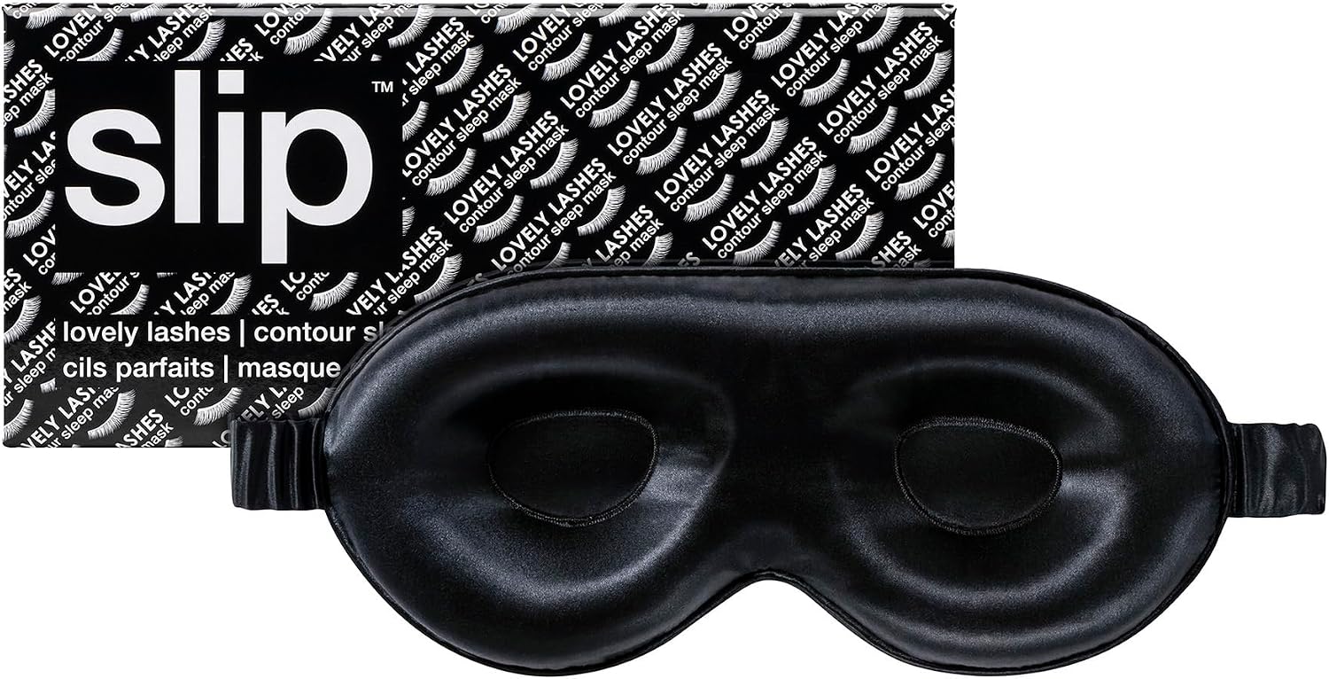 slip Contour Sleep Mask | 100% Pure Mulberry Silk, Ultra Soft | Contoured Design, Prevents Eye Pressure | Adjustable Strap, Ideal for Travel - Black