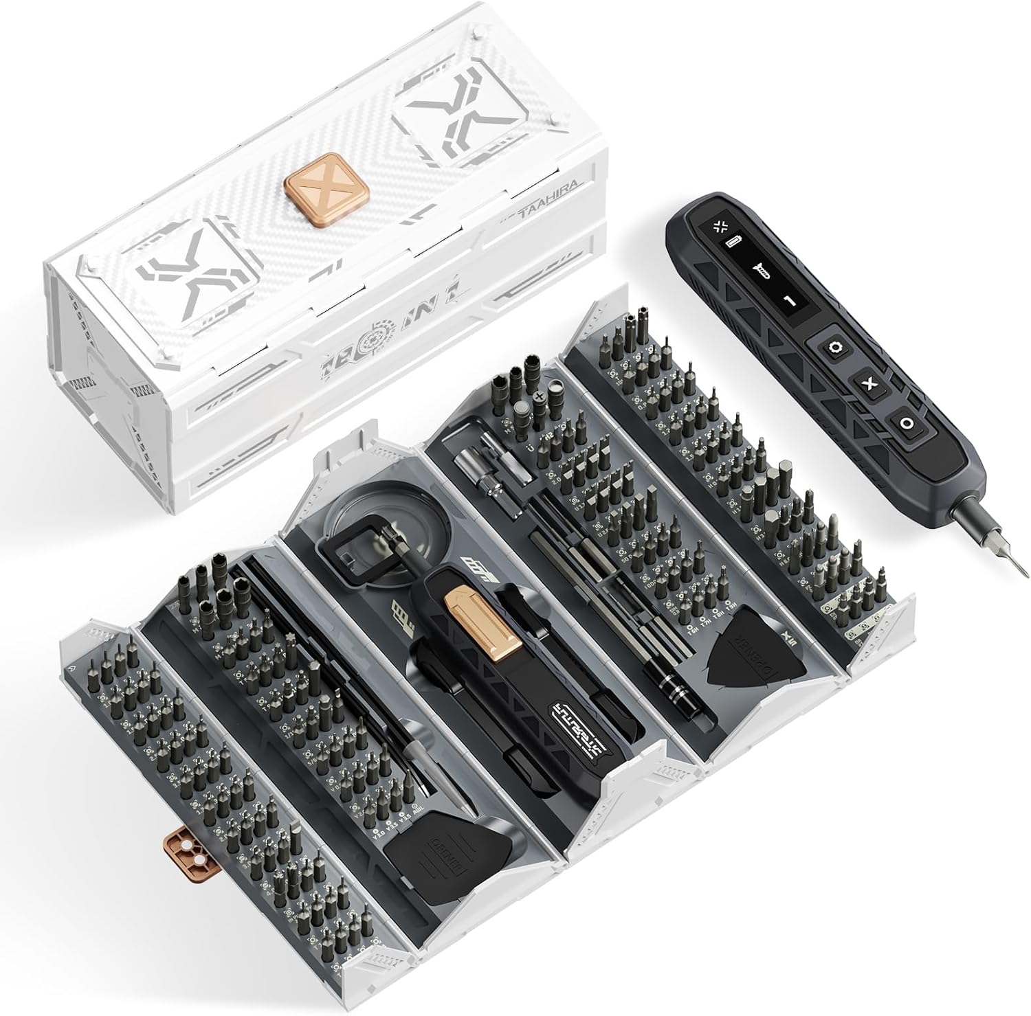 Electric Screwdriver Kit, 181 in 1 Mini Precision Screwdriver Set with 162 Magnetic Bits, 3 Torque Settings, 3.7V Cordless Power Screwdriver Repair Tool for Phone Camera Laptop Watch