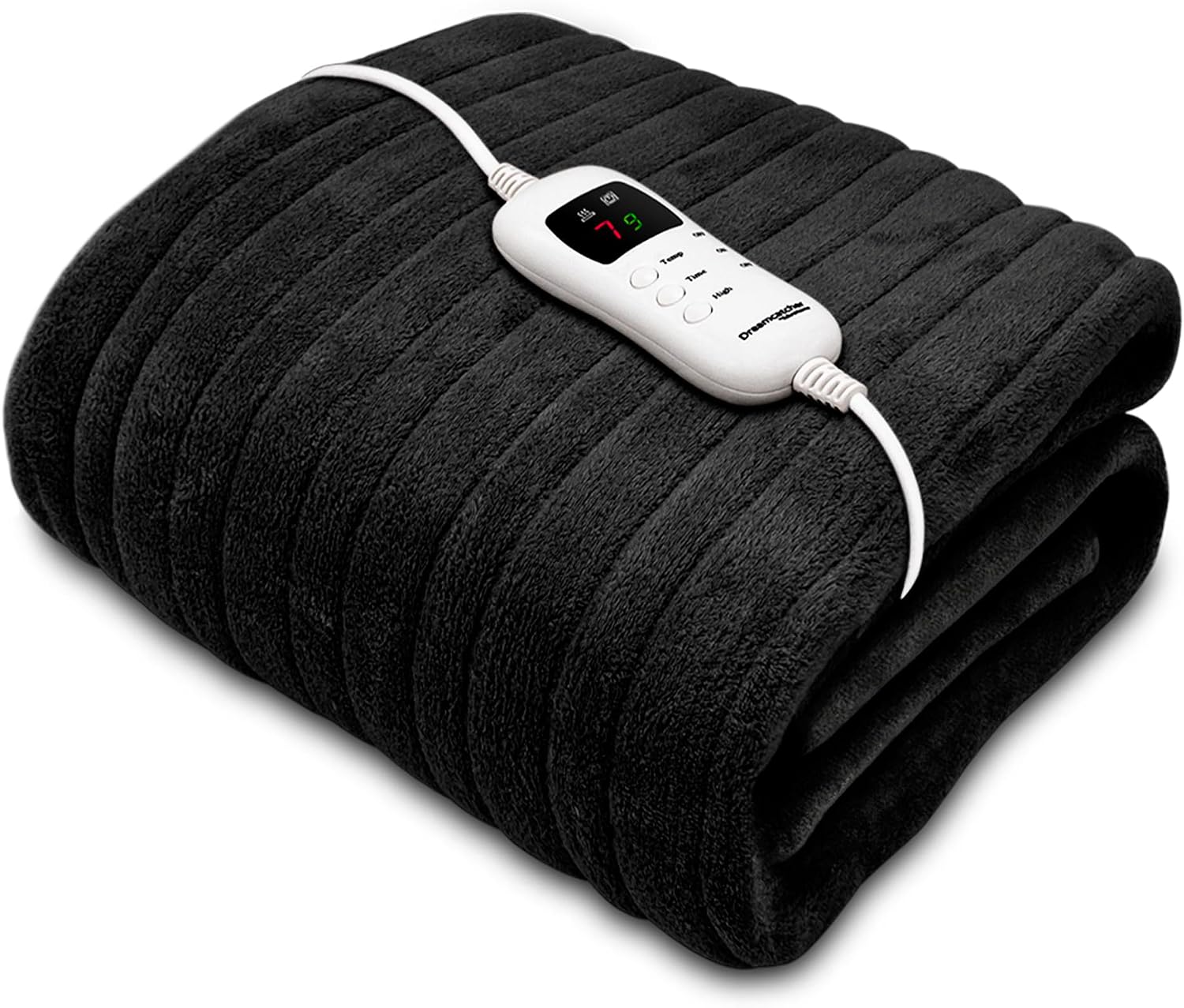 Dreamcatcher Black Heated Throw Electric Blanket, 160 x 120cm Heated Blanket Machine Washable Soft Micro Fleece Electric Throw Overblanket with 9HR Timer and 9x Control Heat Settings