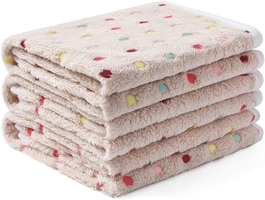 Luciphia 1 Pack 3 Blankets Super Soft Cute Dot Pattern Pet Blanket Flannel Throw for Dog Puppy Cat Small(23x16), Brown