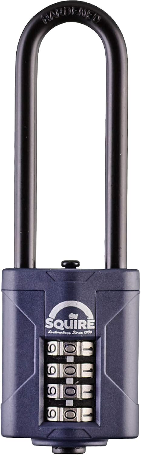 Squire Heavy Duty Padlock (CP40/2.5) - Toughest Extra Long Shackle - 4 Wheel Combination Padlock - Alloy Steel for Corrosion Resistance - Weatherproof Lock for Home, School & Shed (Blue, 40 mm)