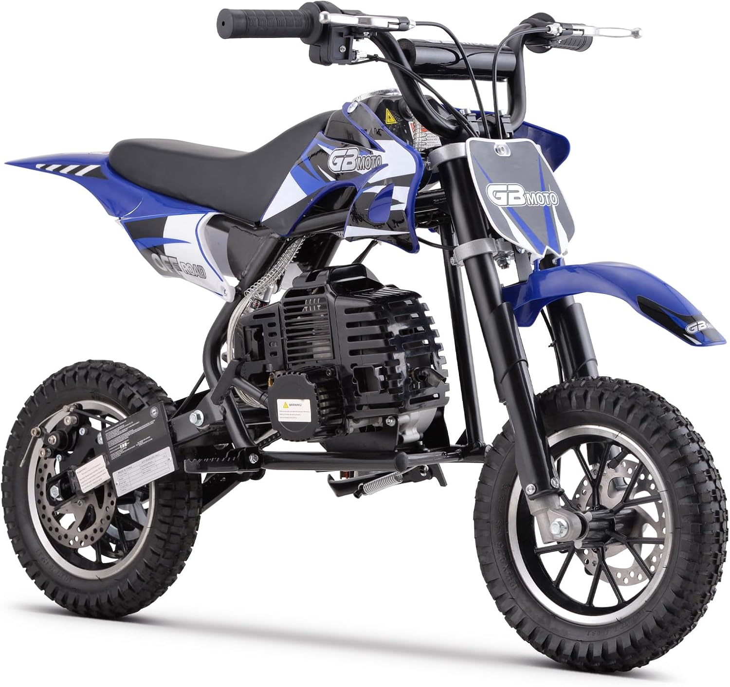 Mini Kid Dirt Bike, DB001 Model 49 CC 2-Stroke Gas Bike with Off-Rode Tire, Suspensions, Disc Brakes, Max Load 160Lbs, Up to 20Mph, EPA Approved (Blue)