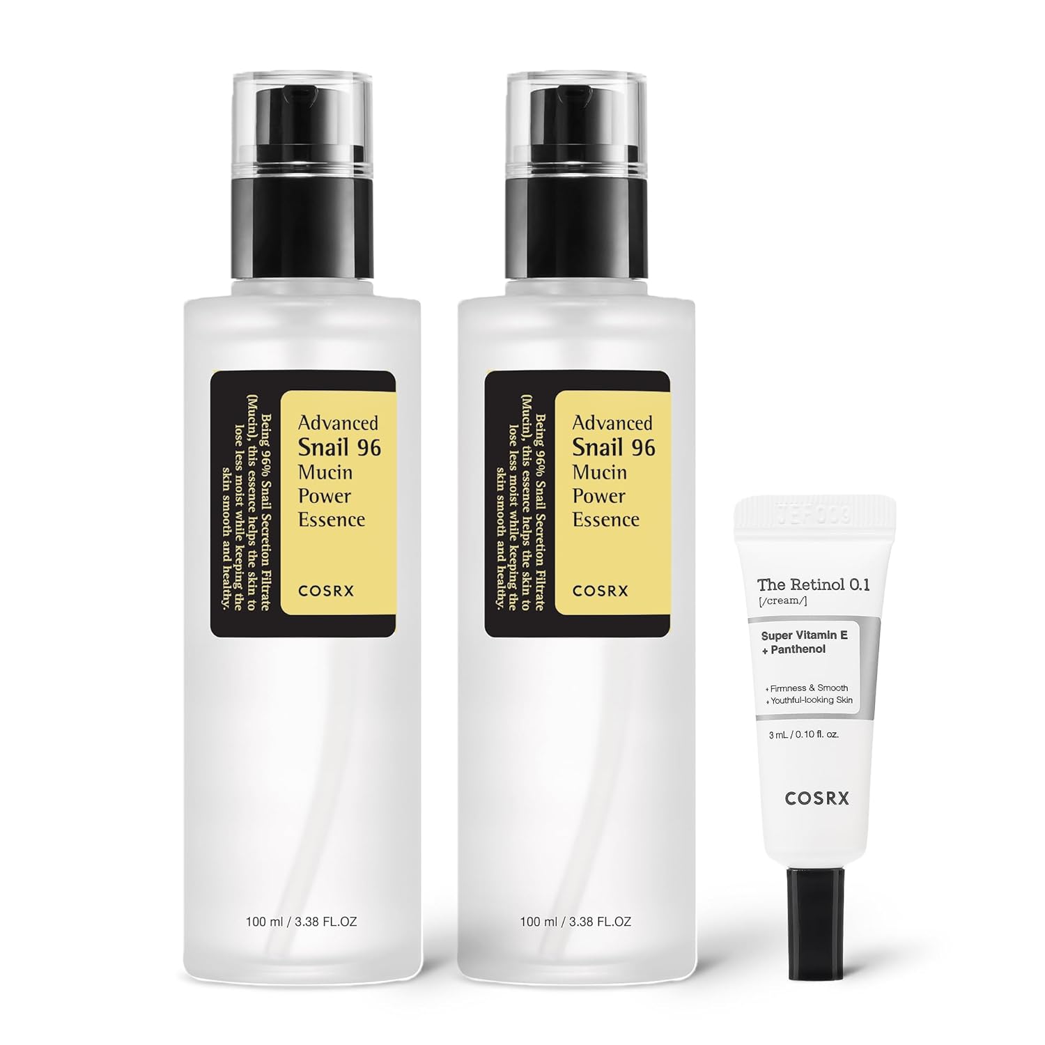 COSRX Glass Skin Starter Set, Amazon Exclusive, Advanced Snail 96% Mucin Power Essence & Retinol 0.1% Cream Mini Sample, Daily Hydrating & Firming Korean Skin Care Kit, Gift Set