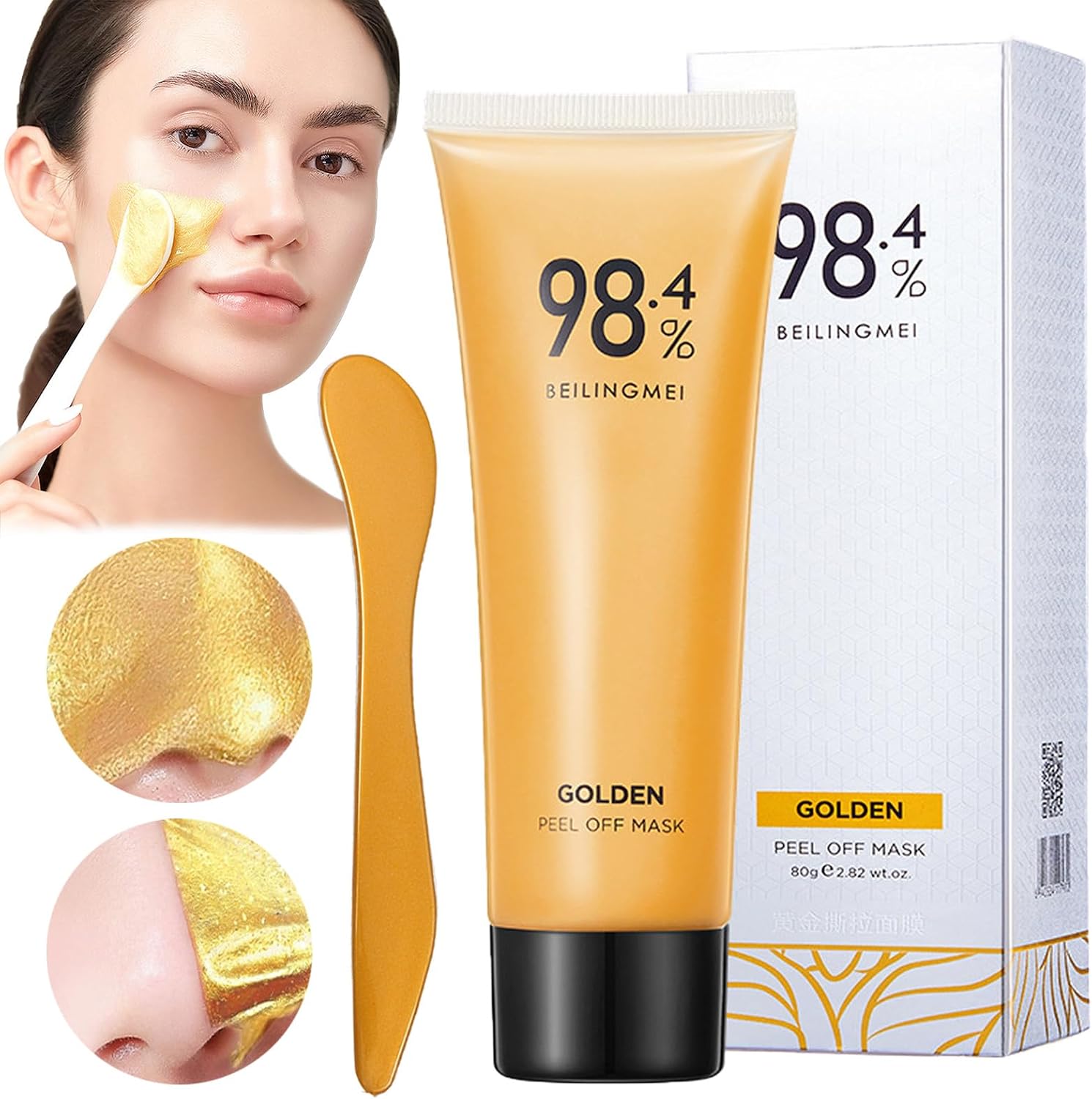 fupah Peel Off Face Mask 98.4% Golden Peel Off Face Mask for Skin Care, Gold Anti-Aging Face Mask, Exfoliating Face Mask, Exfoliating Face Mask