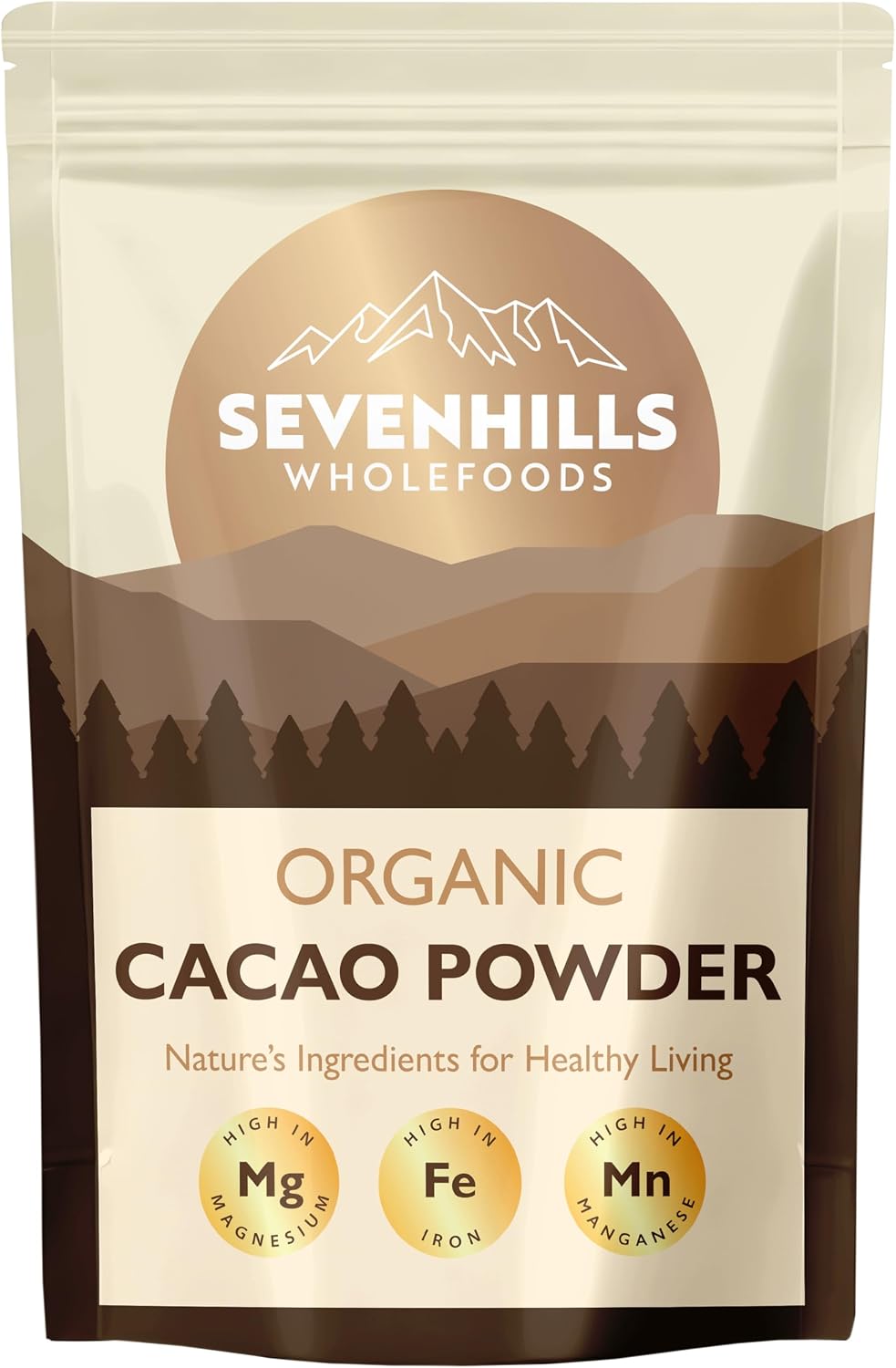 Sevenhills Wholefoods Organic Cacao/Cocoa Powder 500g | Natural Source of Potassium & Manganese | Pure & Vegan for Hot Chocolate, Smoothies & Baking | Unsweetened & Non-Alkalised | GMO Free
