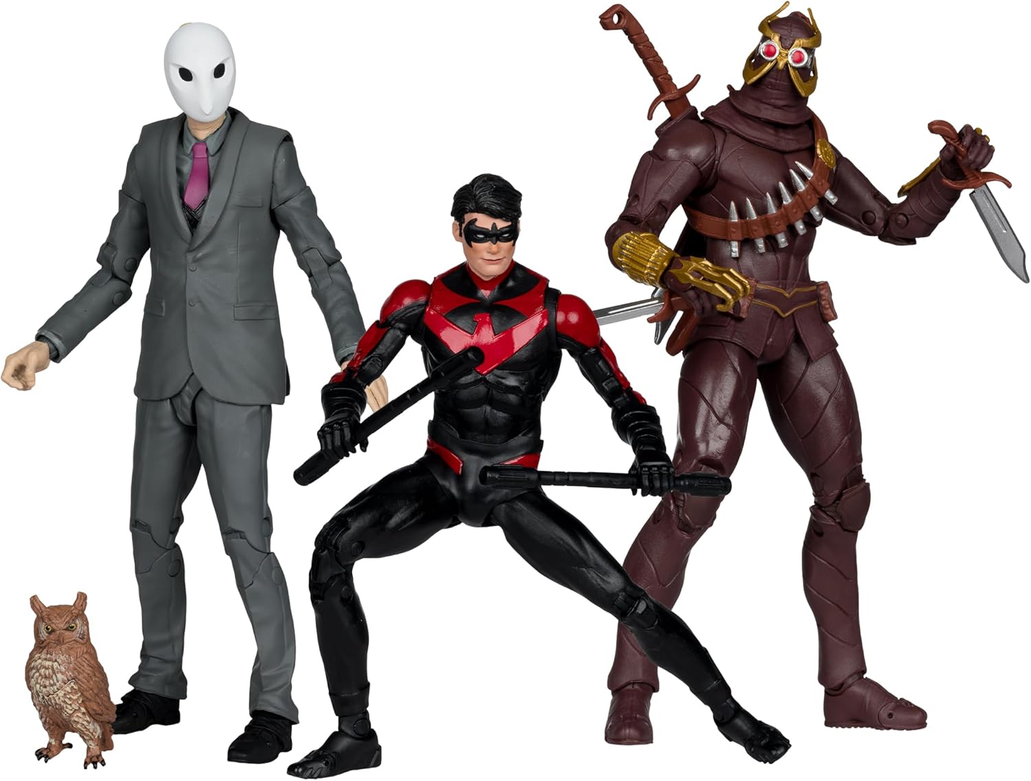McFarlane Toys - DC Multiverse Nightwing vs Talon & Owl 7in Figure 3pk Gold Label