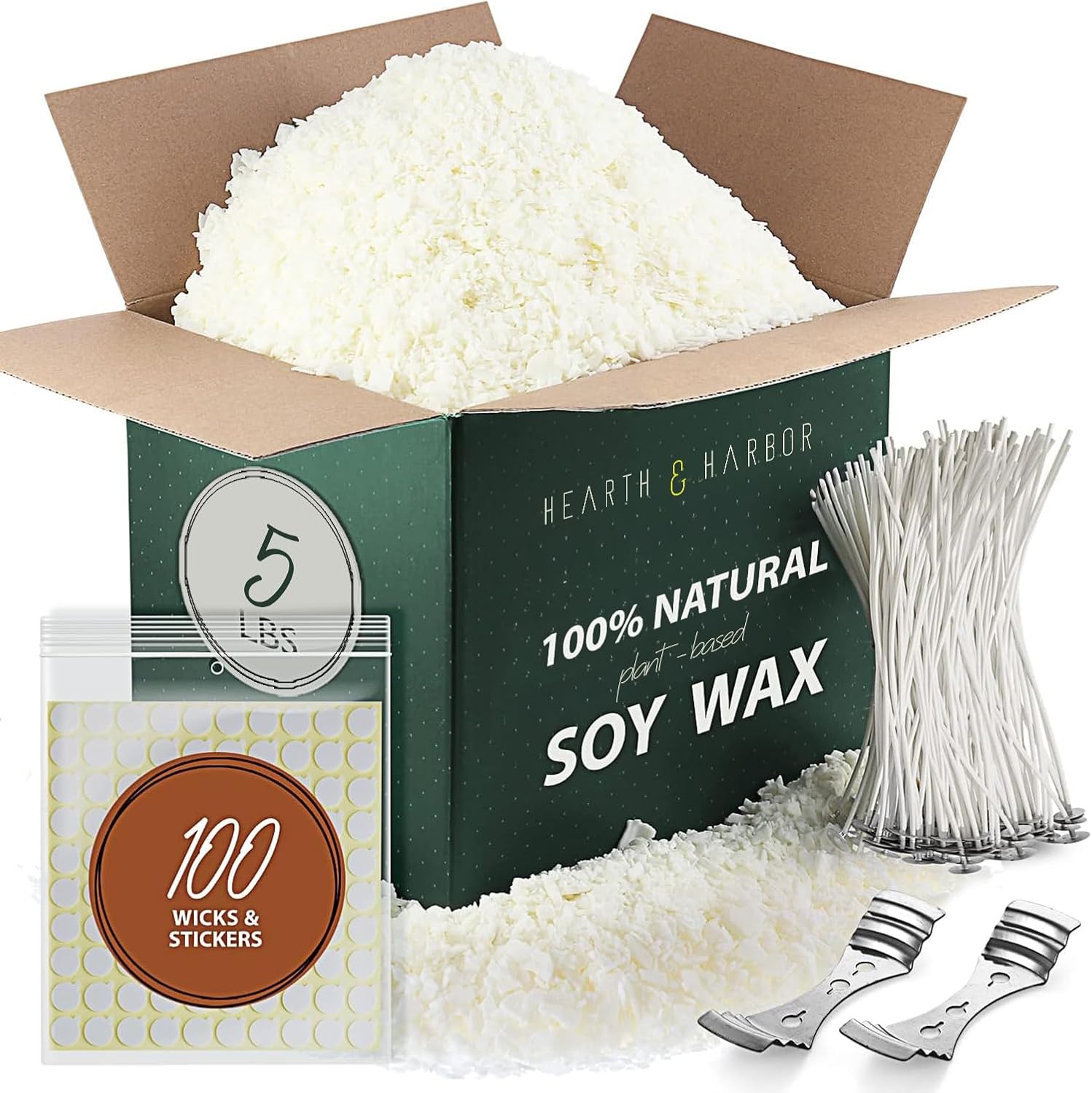 Hearth & Harbor Organic Candle Wax, Updated 5 lbs Soy Wax for Candle Making