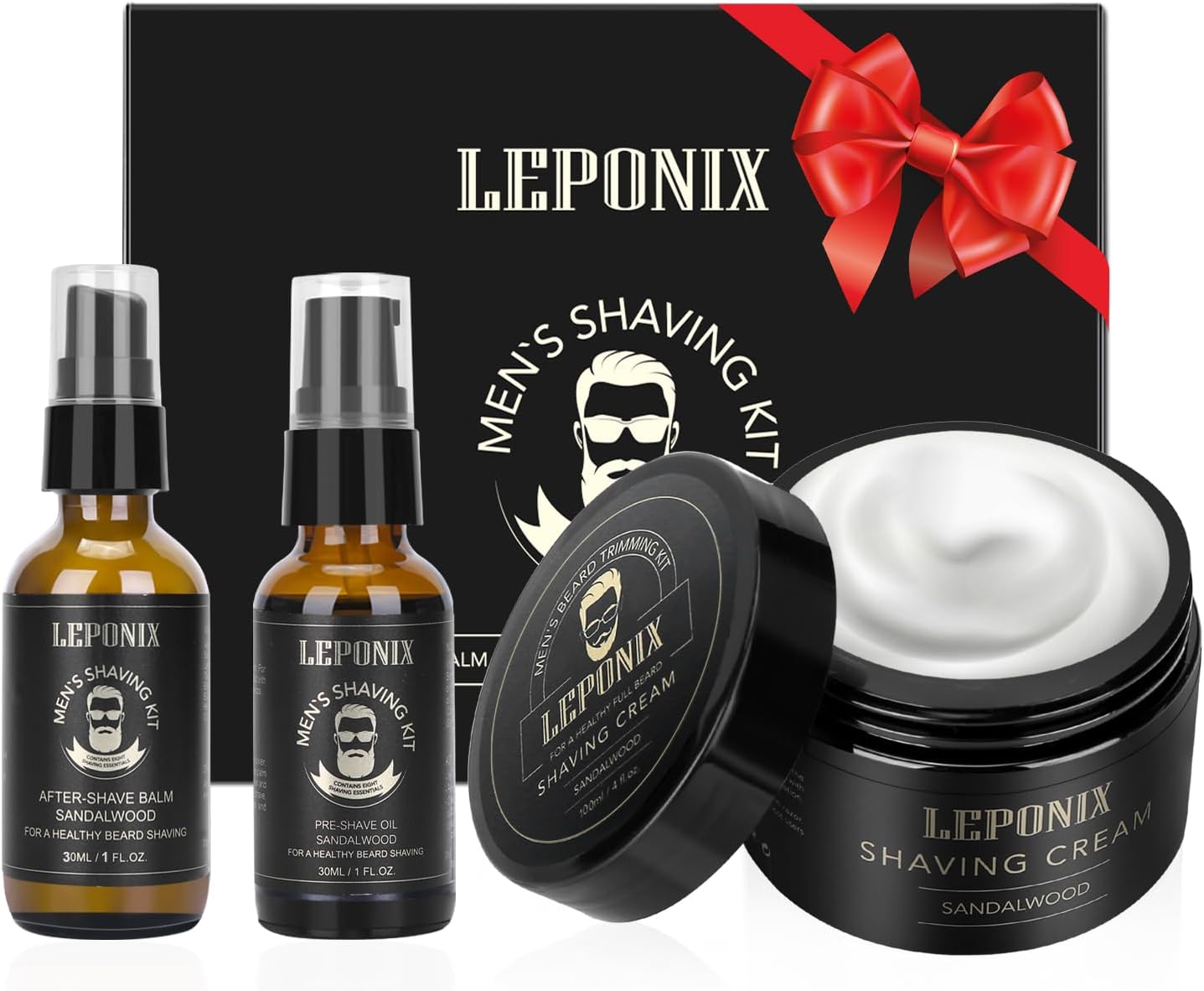 Shaving Kit for Men, Aftershave Men Gift Set Includes Sandalwood Shaving Cream, After Shave Lotion for Men and Pre Shave Oil Fights Nicks, Cuts and Razor Burn Gift Set for Him Men Boyfriend