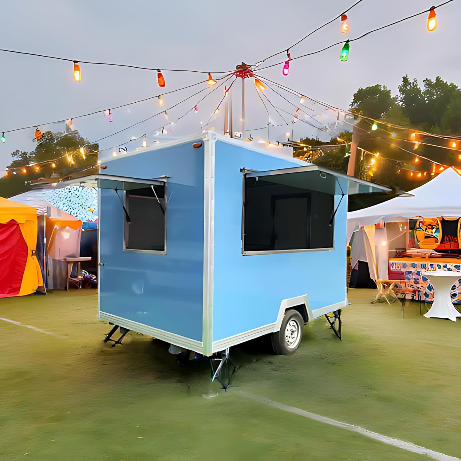 BELYOO Mobile Food Trailer Truck Full Kitchen Trailer with Concession Window for Food Trucks, Concession Trailers for Sale Food Vending Cart with Wheels Commercial (3 * 2.1 * 2.35m)