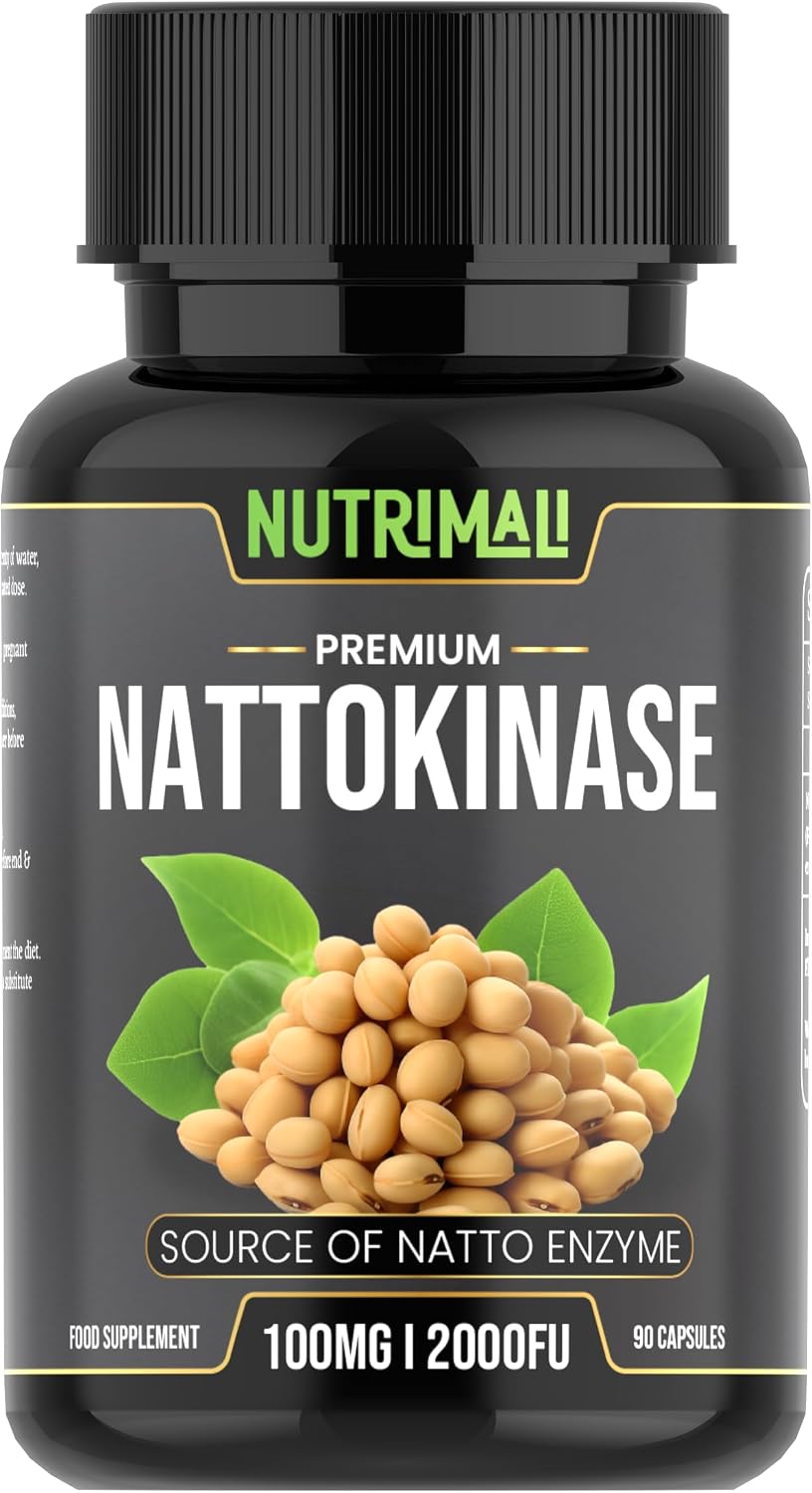 Nutrimali Premium Nattokinase 2000-4000 FU | 90 Vegan Capsules | Source of Natto Enzyme | Non-GMO, Gluten-Free, Soy-Based | Natural, Japanese Fermentation | Protein Enzyme Supplement