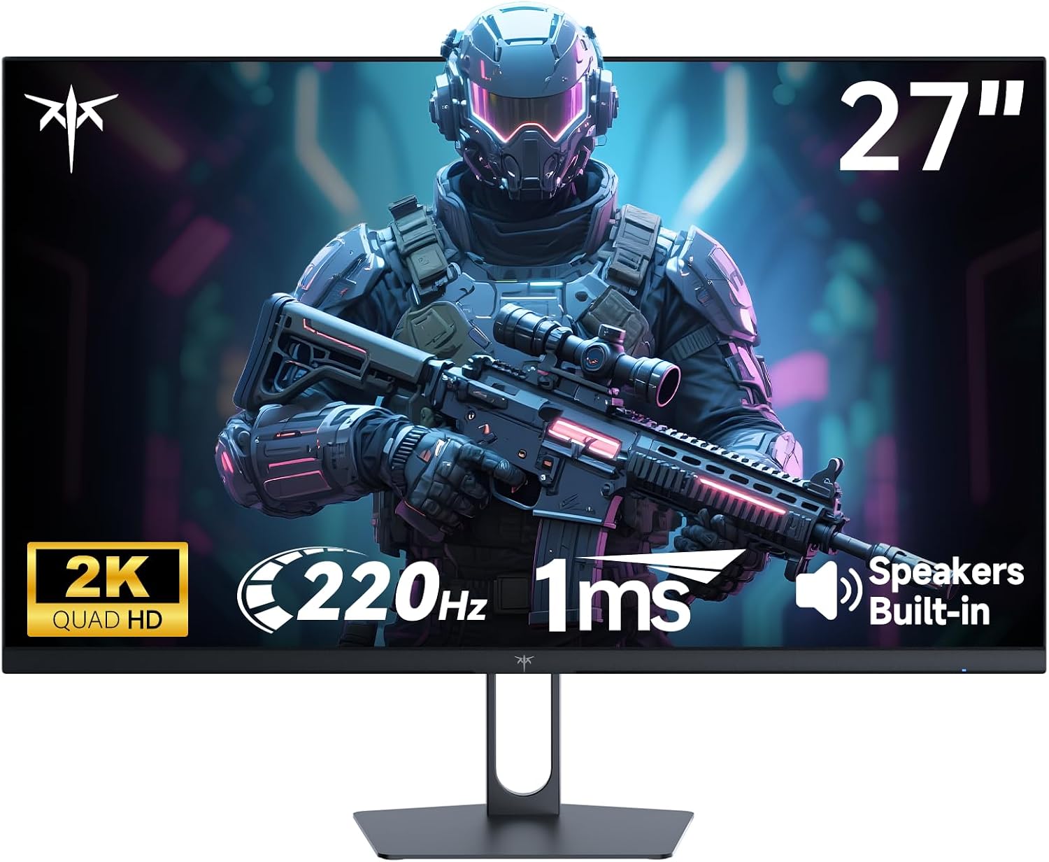 KTC 27 Inch Gaming Monitor 220Hz, 2K QHD Monitor 1ms w/Speakers H27T22C-3 | 2560x1440 Fast IPS Monitors Gamer 200Hz, Adaptive Sync, HDR400, 131% sRGB, HDMI DP Port, Tiltable, Low Blue Light, VESA Mount
