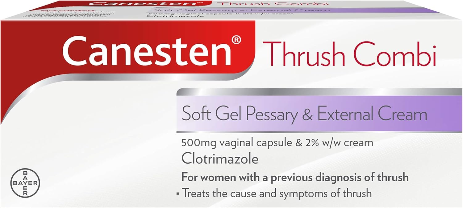 Canesten Thrush Combi Soft Gel Pessary & External Cream for Thrush Treatment | Clotrimazole | Two-Step Complete Relief Thrush Treatment