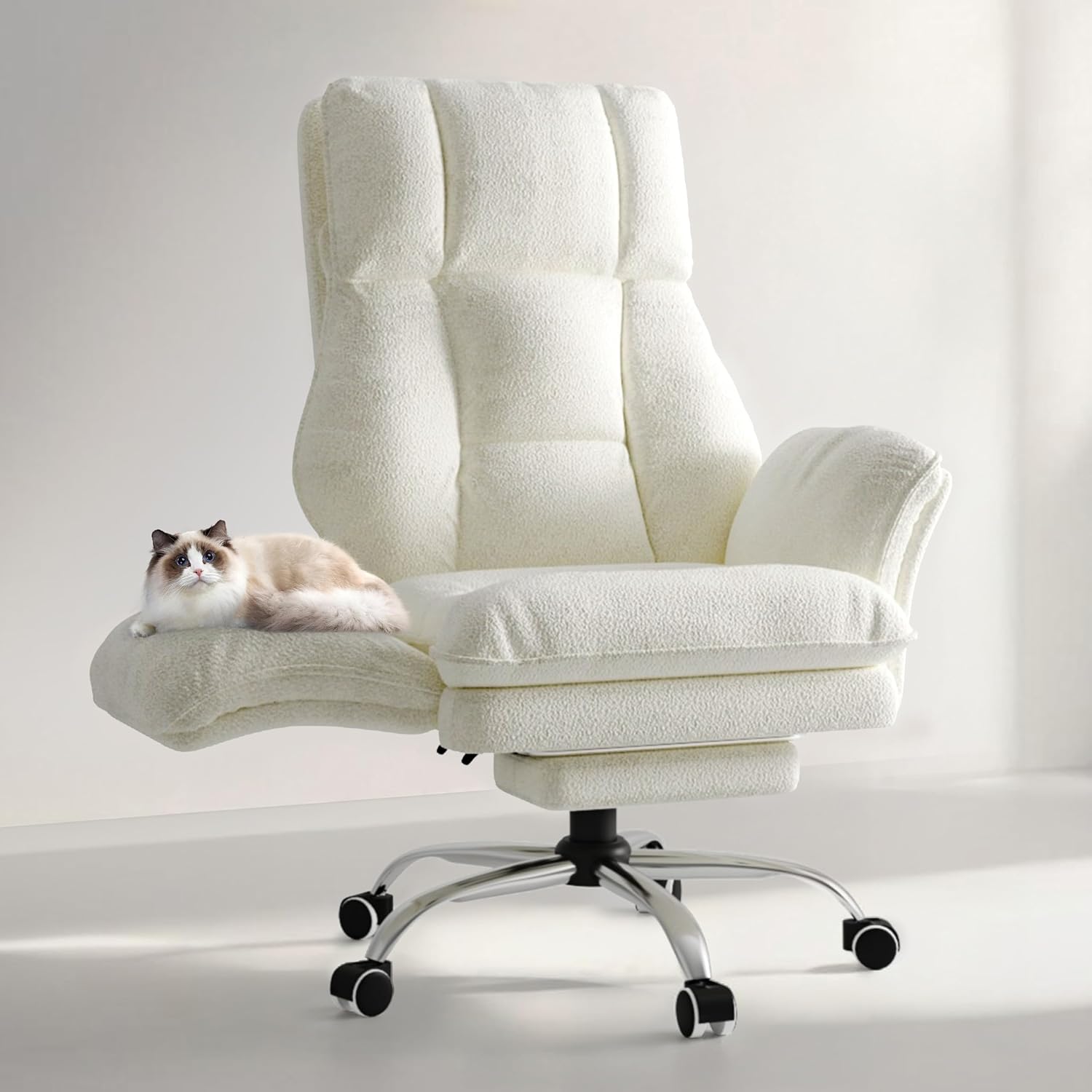 Big and Tall Office Chair, Flip Armrests for Pets & Cross Legged Sitting