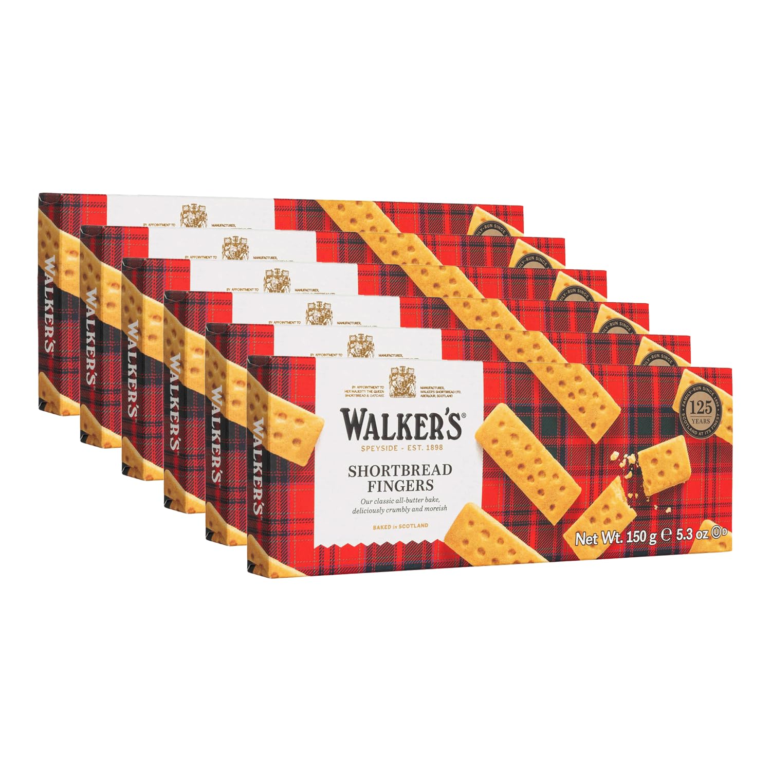 Walker’s All-Butter Shortbread Fingers - 8-Count Box (Pack of 6) - Authentic Shortbread Cookies from Scotland