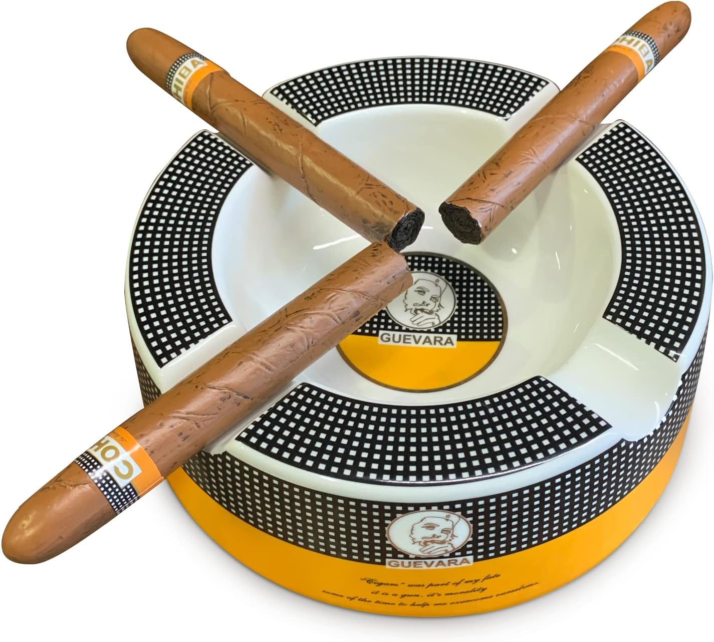 GUEVARA Cigar Ashtray Big Ash trays for 8" Round Cigarettes Large Rest Outdoor Cigars Ash tray for Patio/Outside/Indoor Ashtray