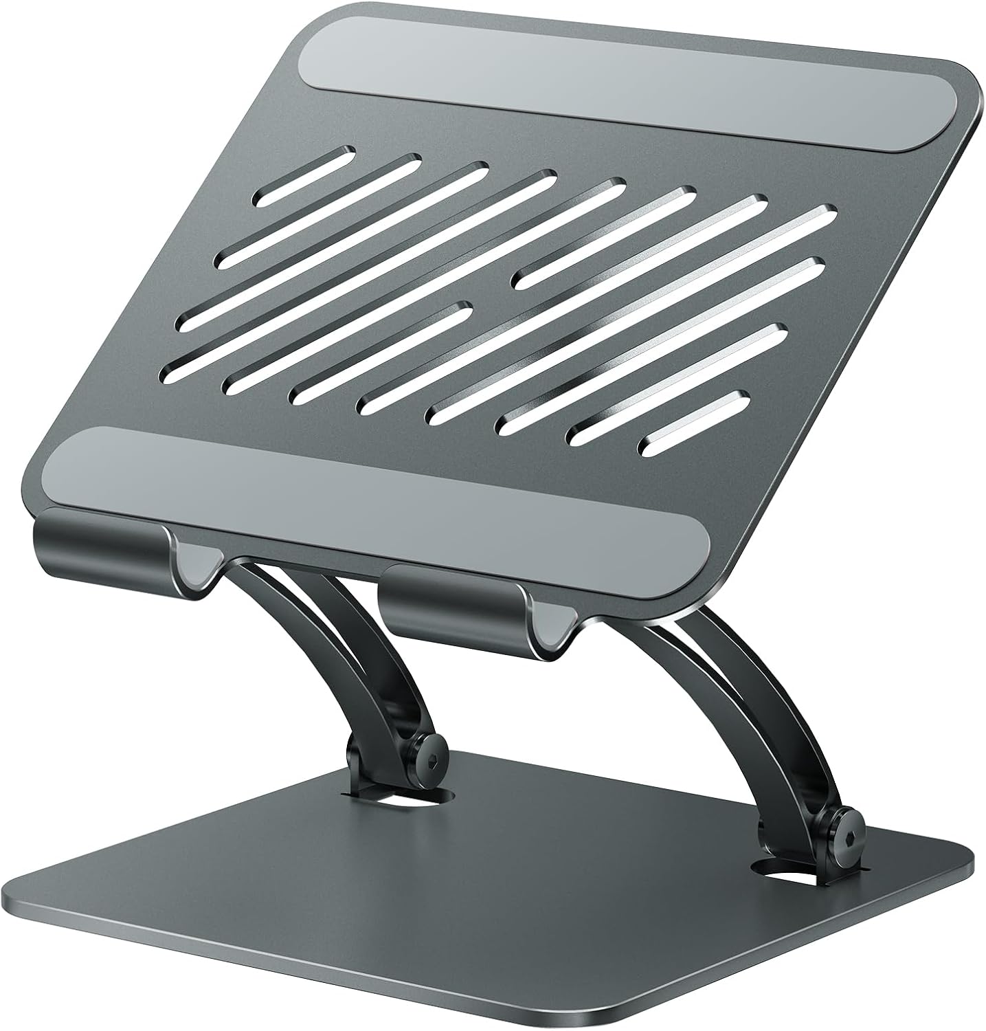 tounee Tablet Holder Stand, Dual Rod Adjustable Aluminum Desktop Stand, Compatible with 4.7-16.5" iPads, Surface Tablets, Portable Monitors, Kindle & More (Gray)