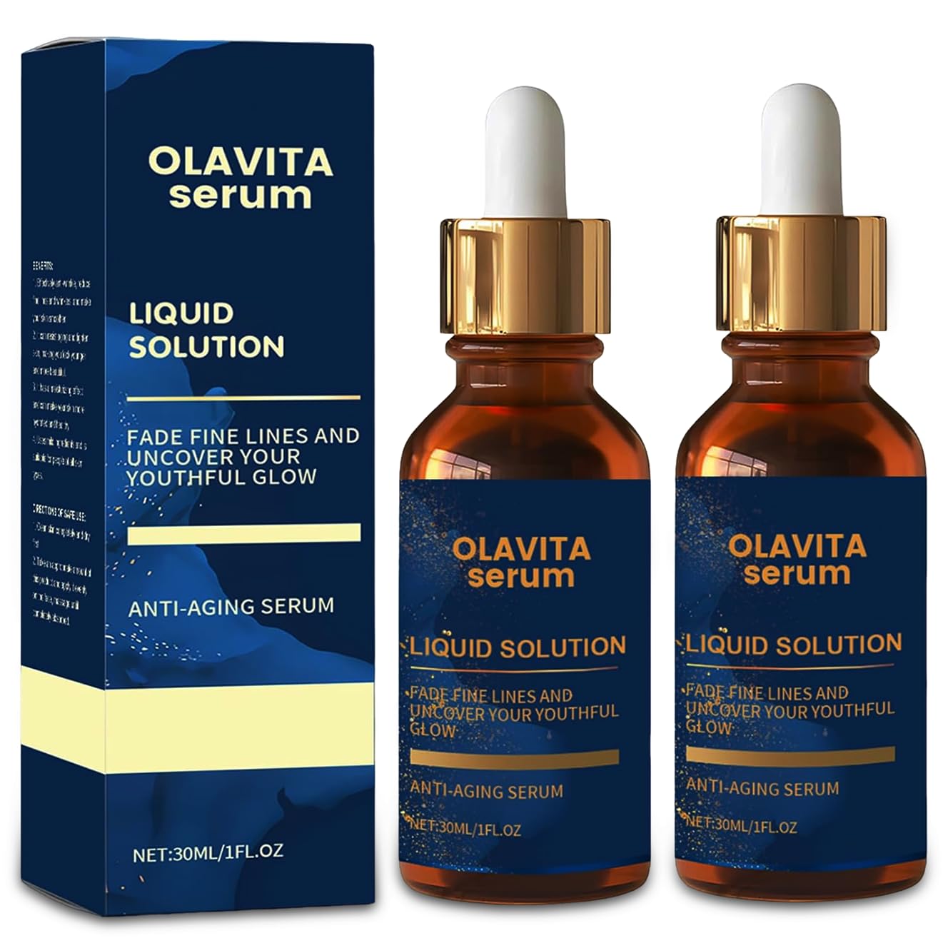 Facial Serum, Liquid Solution Anti Aging Serum, Vitamin C & E Serum, Promotes Skin Collagen Production, smoothes wrinkles and fine lines (2PCS)