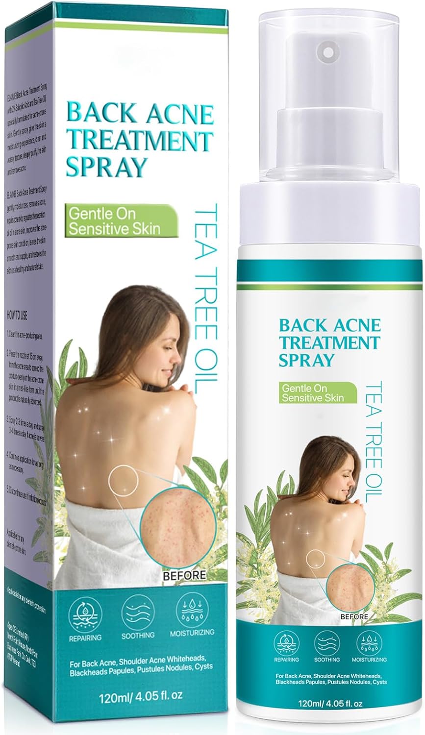 Back Acne Treatment, Back & Body Acne Treatment For Reduce Back Spots & Acne & Lightening Ance Marks, Tea Tree Oil Back Acne Treatment Spray For Back, Body, Chest, All Skin Types
