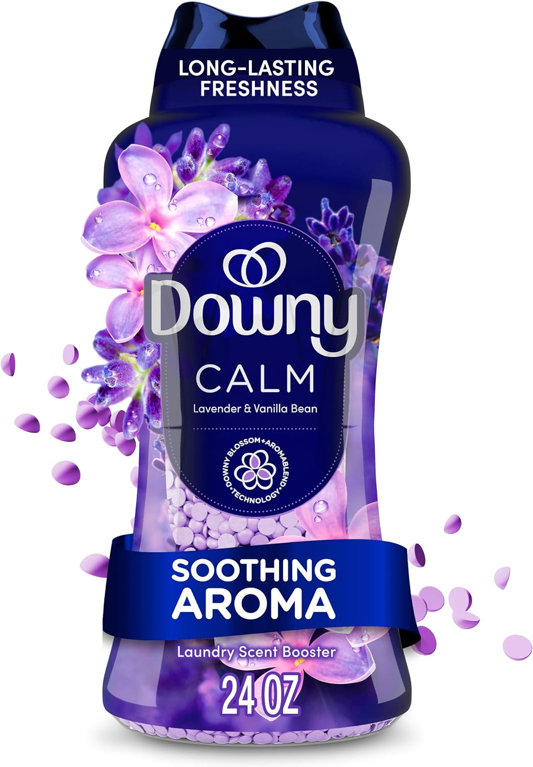 Downy Calm In-Wash Laundry Scent Booster Beads, Soothing Lavender and Vanilla Bean Scent, 24 oz, Laundry Scent Beads, Long-Lasting Freshness