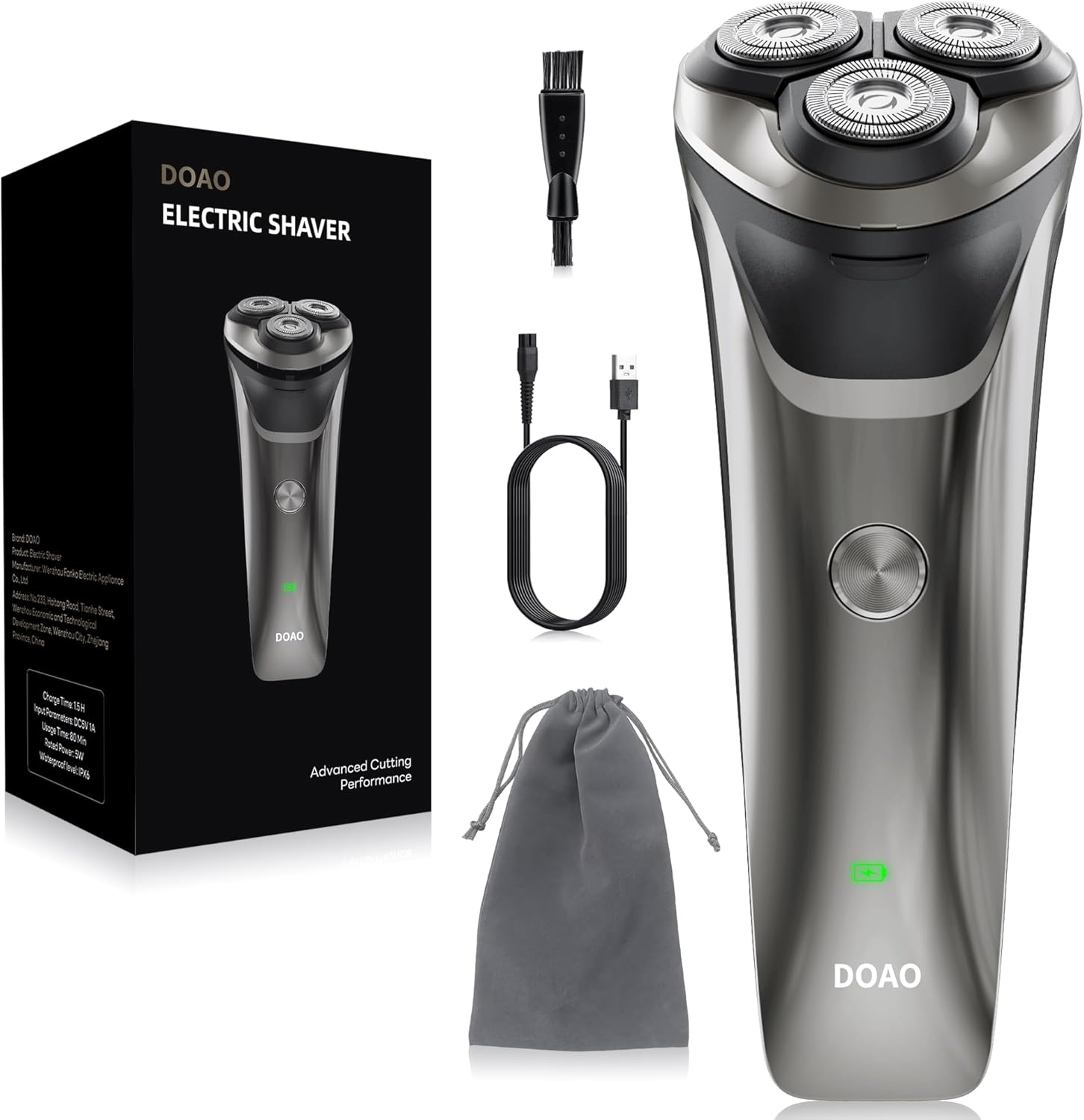 DOAO Electric Razor for Men, 2025 Upgraded Mens Electric Shavers for Men 2 in 1 Waterproof Cordless Rotary Beard Rechargeable Shaver for Face, Wet & Dry Use (A3-Pro)
