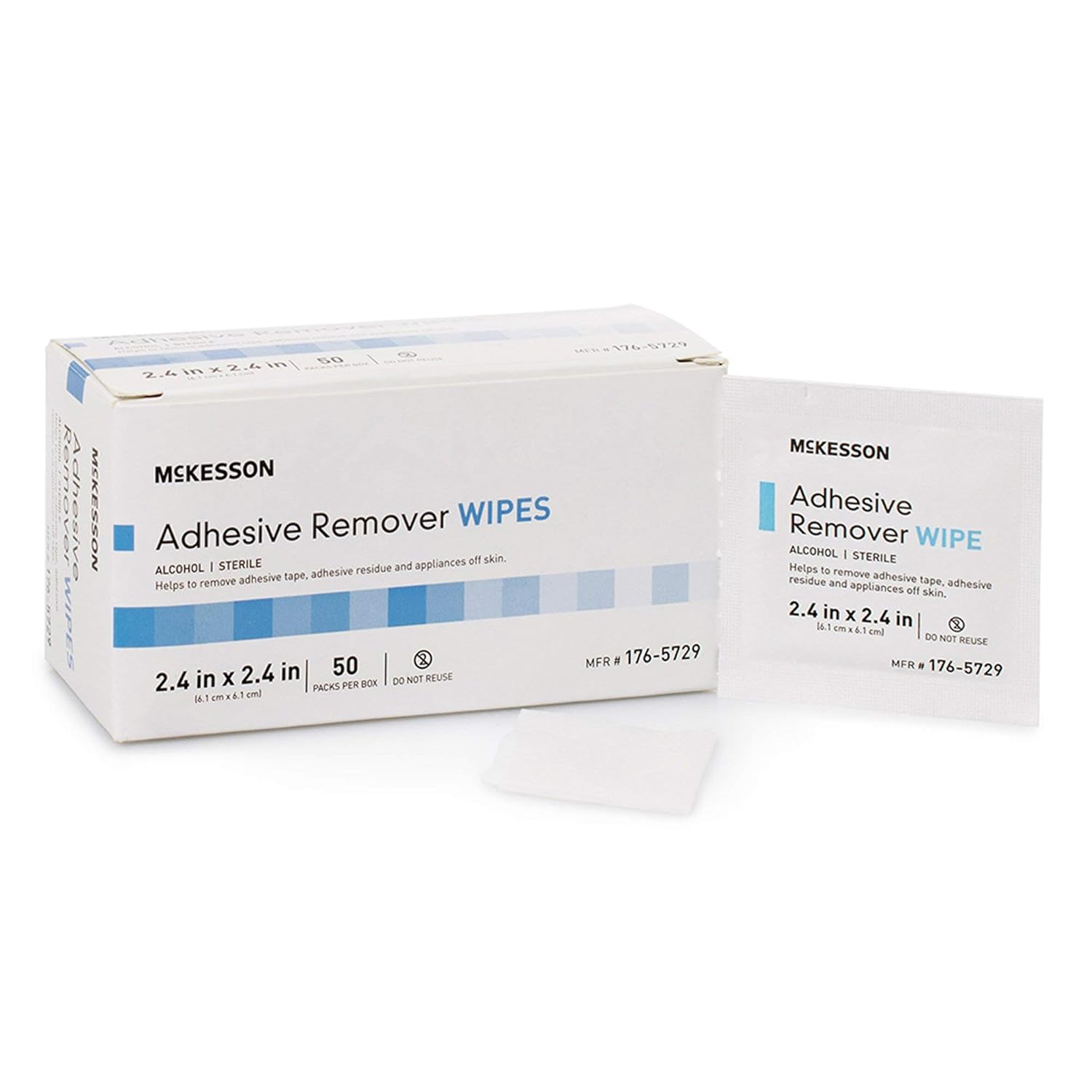 McKesson Adhesive Remover Wipes, Sterile, Individual Packet, 50 Wipes